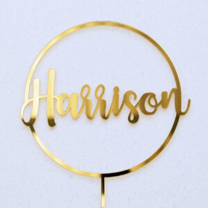 Gold Halo cake topper with Harrison in the centre