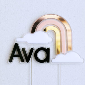 Rainbow cake topper with name Ava