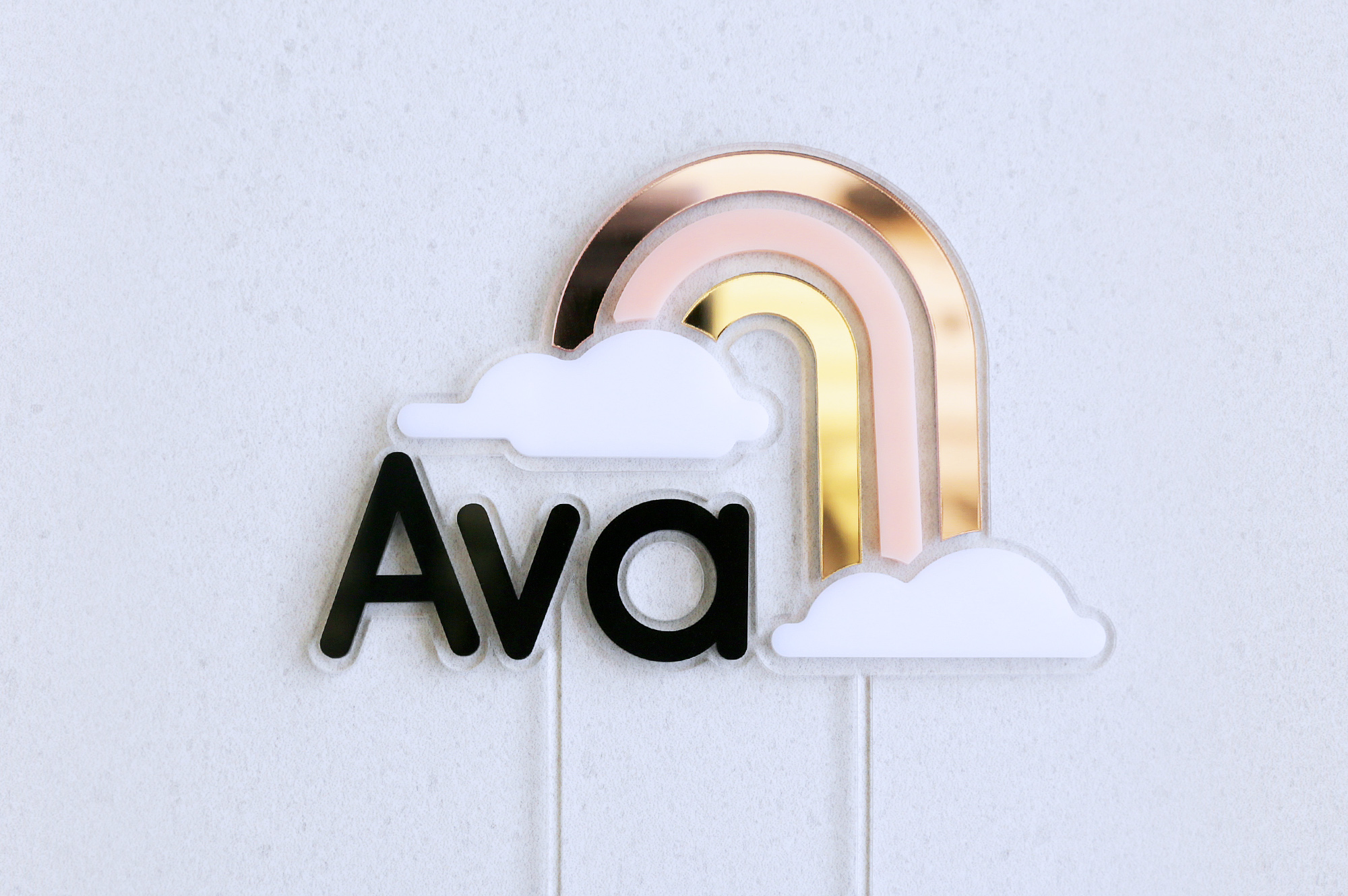 Rainbow cake topper with name Ava