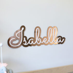 White on Rose Gold acrylic name plaque
