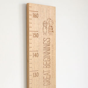 Wooden Height Ruler customised with business logo
